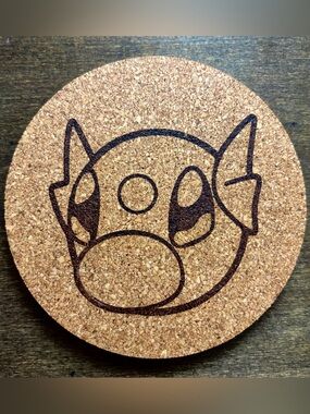 Pokemon Dratini Face Laser Engraved Cork Coaster